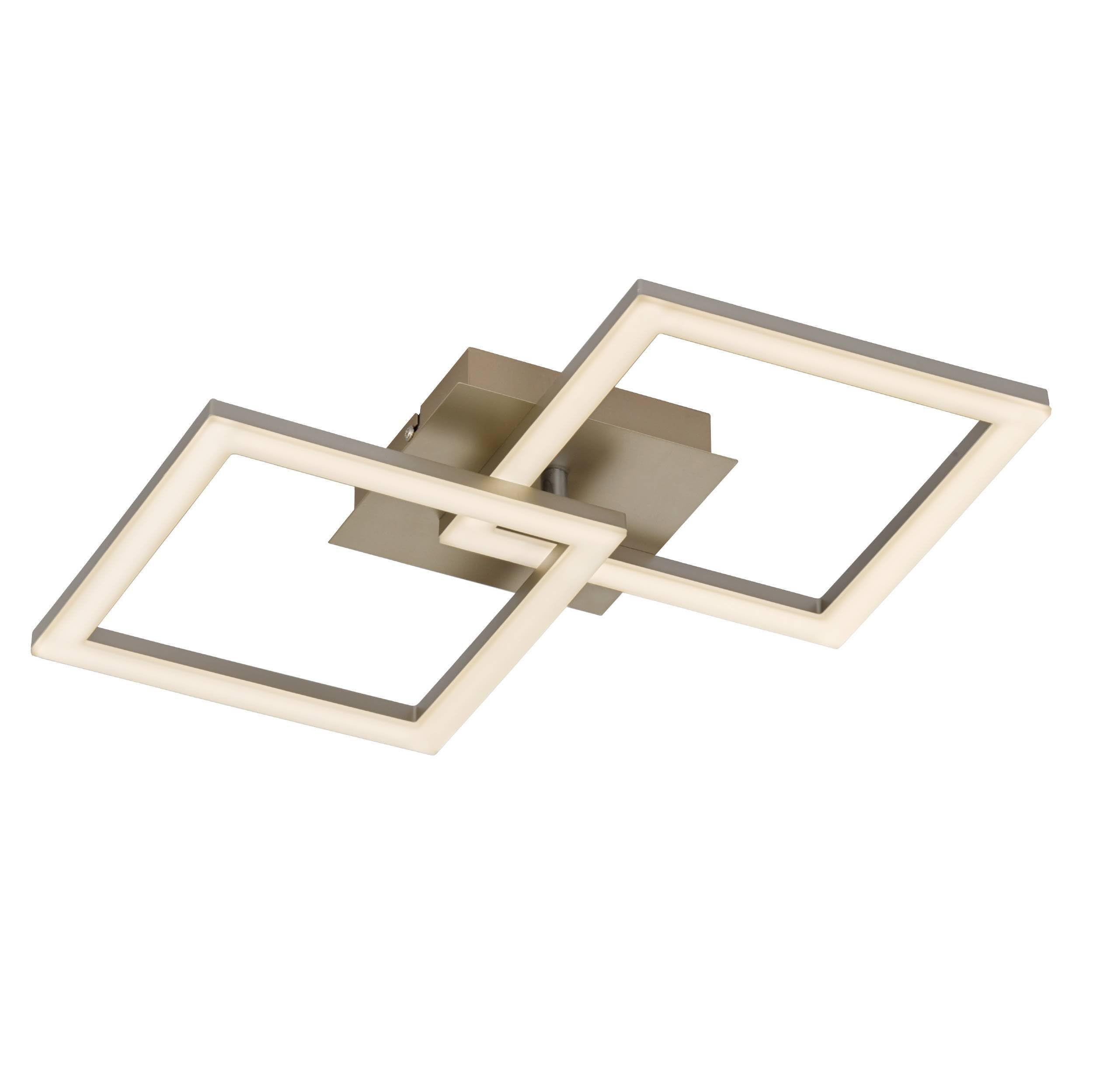 Eglo LED Ceiling Light Fitting Palmaves 2, 2 lamp fixtures Made of matt Nickel Metal and White Plastic, Kitchen and Bedroom spotlights, Warm White, 20.7 inches