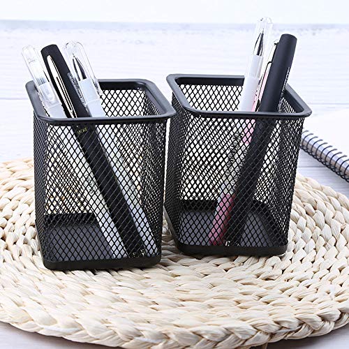image for Smallrabbit Pen Holder Square Metal Mesh Pen Pencil Holder Durable Pad