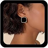 Xduargs Vintage Enamel Square Stud Earrings Brown Enamel Square Earrings Acrylic Button Earring Minimalist Geometric Earring Jewelry for Women