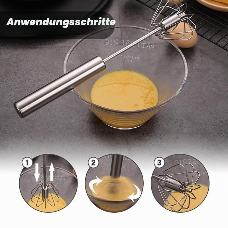 Handmixer, Halbautomatischer Schneebesen aus Edelstahl, Rotierender Halbautomatischer Eierschläger, Handrührgerät zum Kochen von Eiern und Milch in der Küche zu Hause (14 Inche) 4