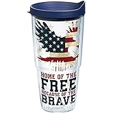 Tervis Home of the Free Because of the Brave Tumbler with Wrap and Navy Lid Clear, 24 oz - Tritan
