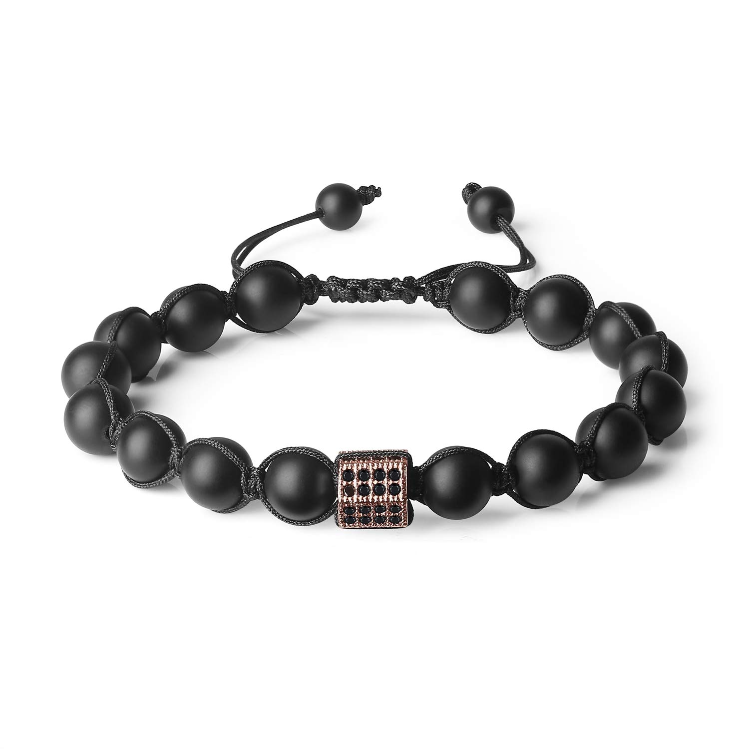 coai Mens Womens CZ Pave Matte Onyx Bracelet for Women