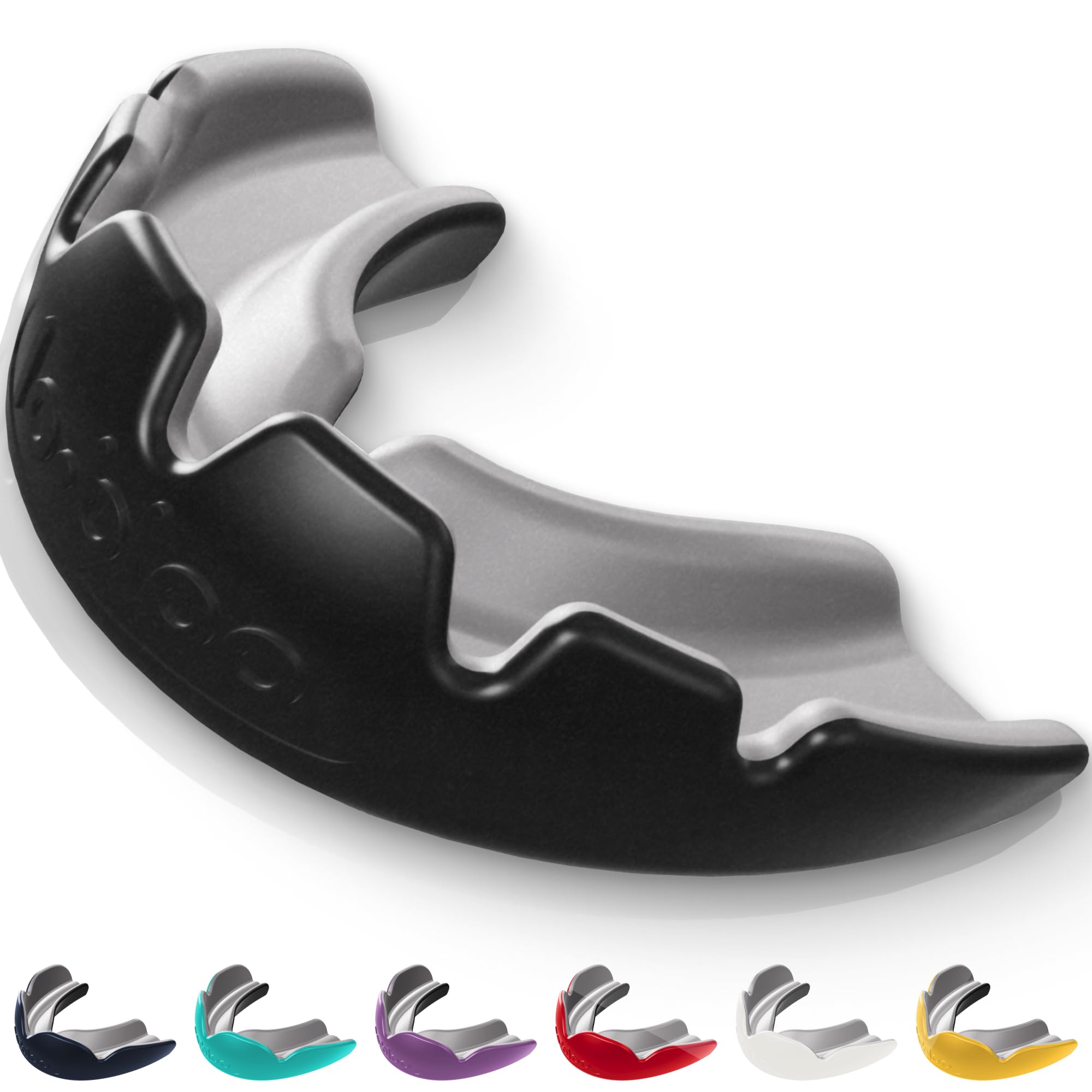 lobloo® Slick Sports Mouthguard – Ultra Slim 1mm | Dentist-Level Protection | Modified Vacuum-Fit Fusion | Oxygen Flow & Comfort | MMA, Boxing, Football, Basketball. (Large +14yrs, Black)
