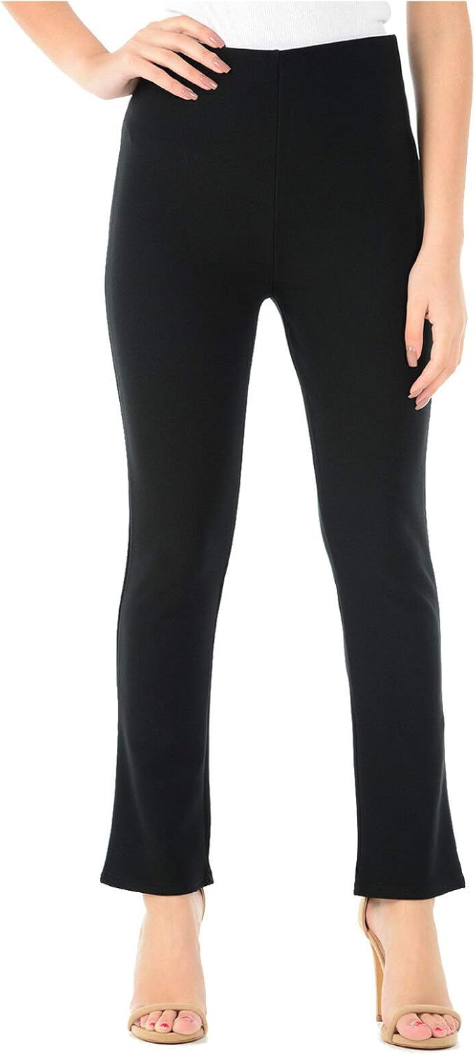 Womens Ladies Bootleg Stretch Ribbed Pull ON Elasticated Waist Hipster