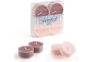 Linegohts Assorted Scented Tea Light Candles - 4 Scented Clear Cup Tea Lights - 4 Hours Long Burning for Wedding, Valentine’s Day, Anniversaries, Christmas, Parties (Rose)