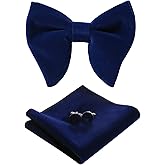 PACGOTH Bow Ties for Men Pre-Tied Bow Tie Vintage Tuxedo Oversized Velvet Bow Ties Cufflinks Pocket Square Sets With Gift Box