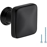 JOY DECOR 10 Pack Matte Black Cabinet Knobs, 1-1/8 Inch Zinc Alloy Single Hole Drawer Pulls for Dressers, Cabinets and Kitchen Hardware