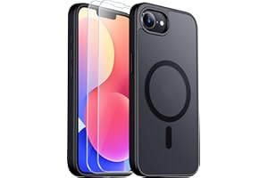 SPIDERCASE Designed for iPhone 16e Case, Magnetic Translucent Matte Case with 2Pcs Tempered Glass Screen Protectors Phone Case for iPhone 16e 6.1", Black