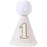 BOOMPA Boho 1st Birthday Hat Costume Headwear - White, Natural Boho Decorations for Baby's First Birthday