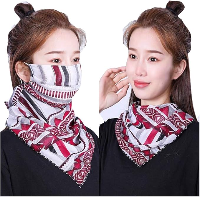 Multifunctional Earloop Silk Scarf Neck Nose and Mouth