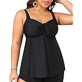 Aqua Eve Women Plus Size Tankini Top Only Flowy Swimsuit Top Loose Fit Bathing Suit No Bottom