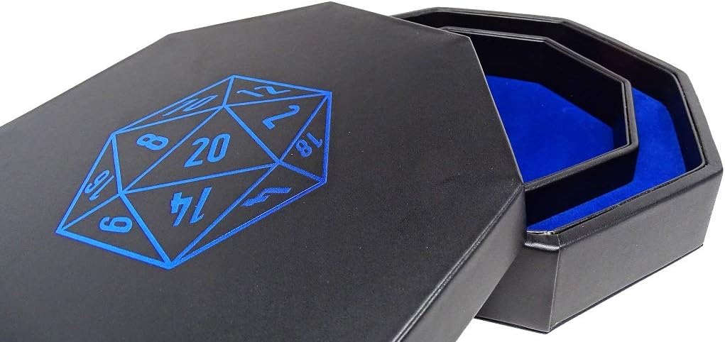 8 Inch Dice Tray with Lid and Dice Staging Area - D20 Design
