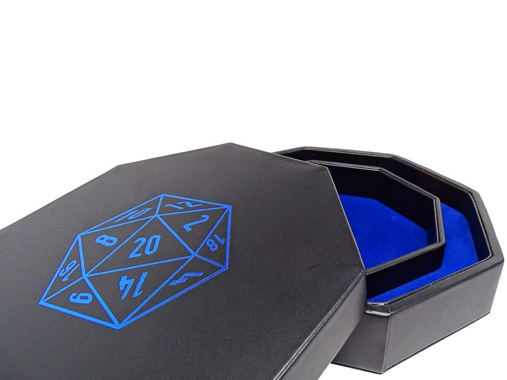 8 Inch Dice Tray with Lid and Dice Staging Area - D20 Design