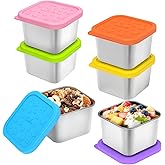 SOPHICO Stainless Steel Snack Containers for Kids, 6 oz Leak Proof Small Food Storage Container with Silicone Lid, 304 Metal Toddler Lunch Box for Daycare, School and Travel (6 Pack)