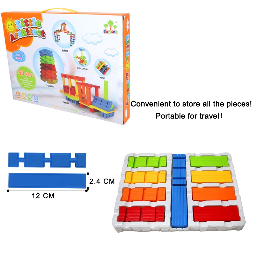 Nuheby Building Toys Building Blocks 50pcs Kids Construction Toys for Girls Boys Stacking Blocks Educational Toys for 3 4 5Years Old