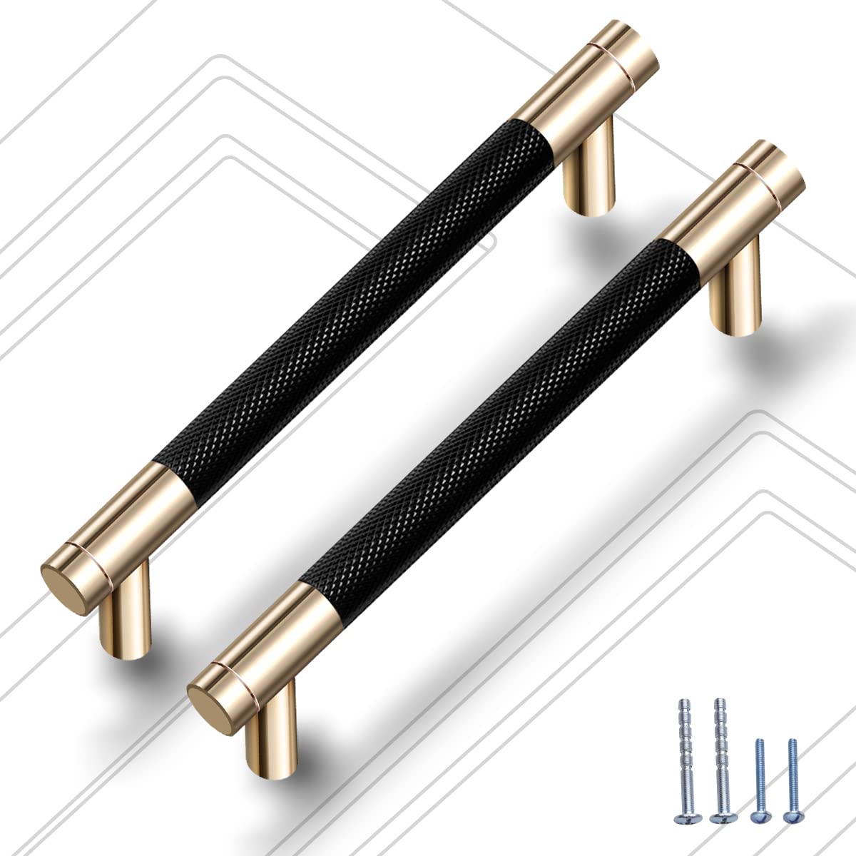 Photo 1 of (used)(see images) Guoharda 12 Pack 3 3/4 Inch 96 mm Knurled Cabinet Handles Cabinet Pulls Aluminum Handles Pulls Gold and Black Oxidation