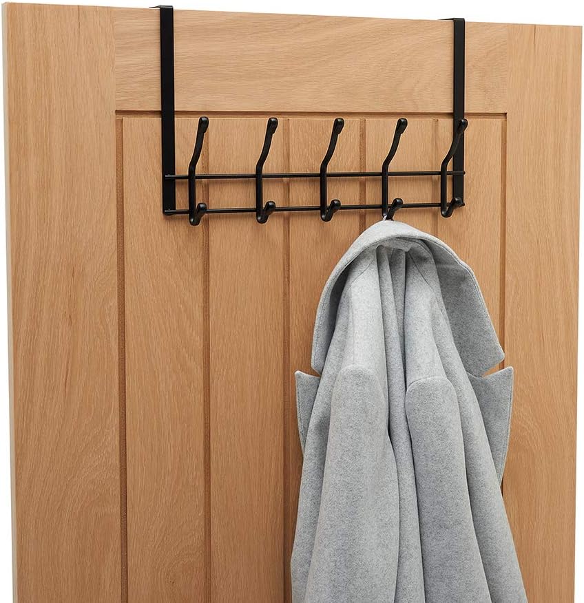 simplywire Over Door Coat Rack 10 Hooks Matt Black BigaMart