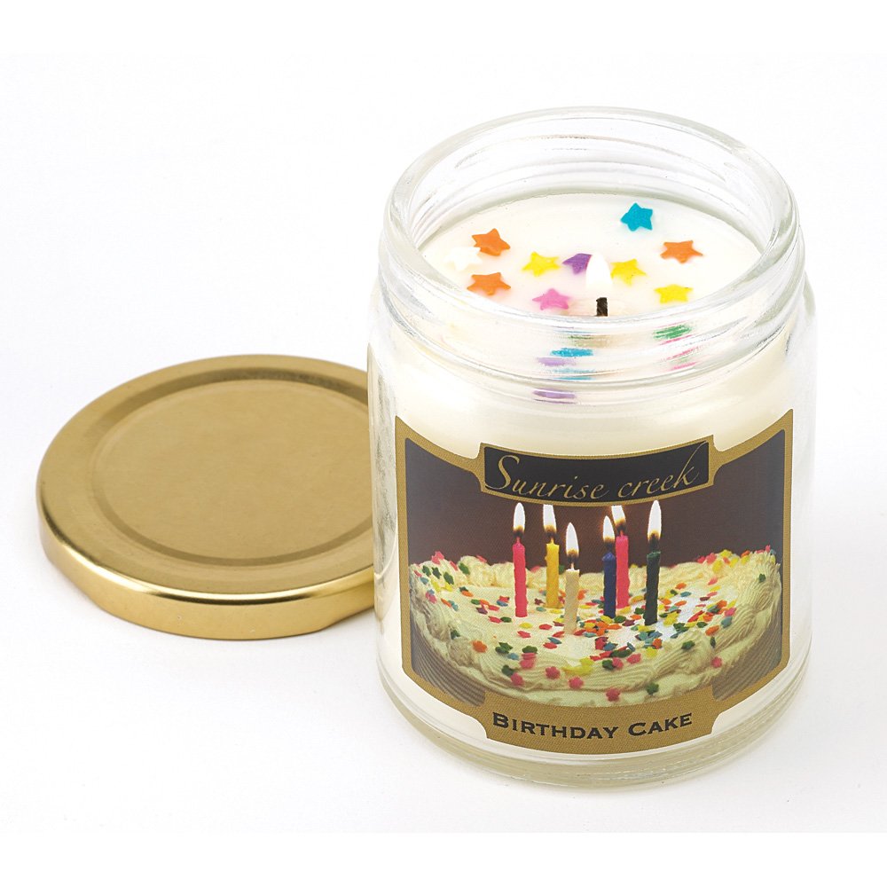 Birthday Cake Scent Scented Glass Candle Jar Soy Wax Amazon.co.uk