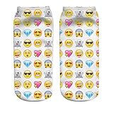 Mani Girls Teens 3d Printed Socks Emoji Heart Pattern Cut Ankle Socks 2 Pair/set
