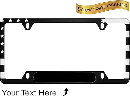 Amazon Usa Patriotic アメリカ国旗 カスタム パーソナライズ アルマイト 薄型 トップ ナロートップ ブラック カー ナンバープレート フレーム キャップ付き 新スペシャルエディション ホワイト Blp 1680 ナンバーカバー ホルダー 車 バイク
