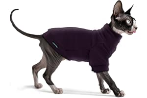 JL WarmPaws Fleece Sphynx Cat Clothes Soft Hairless Cat Clothes Pullover Cat Sweater for Chihuahua All Season Light and Warm Kitten Cloth Only Puppy Clothes Small Dog Sweater (Dark Purple, S)