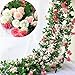 Li Hua Cat Rose Garland Artificial Rose Vine with Green Leaves 63 Inch Pack of 3 Flower Garland For Home Wedding Decoration (pink)