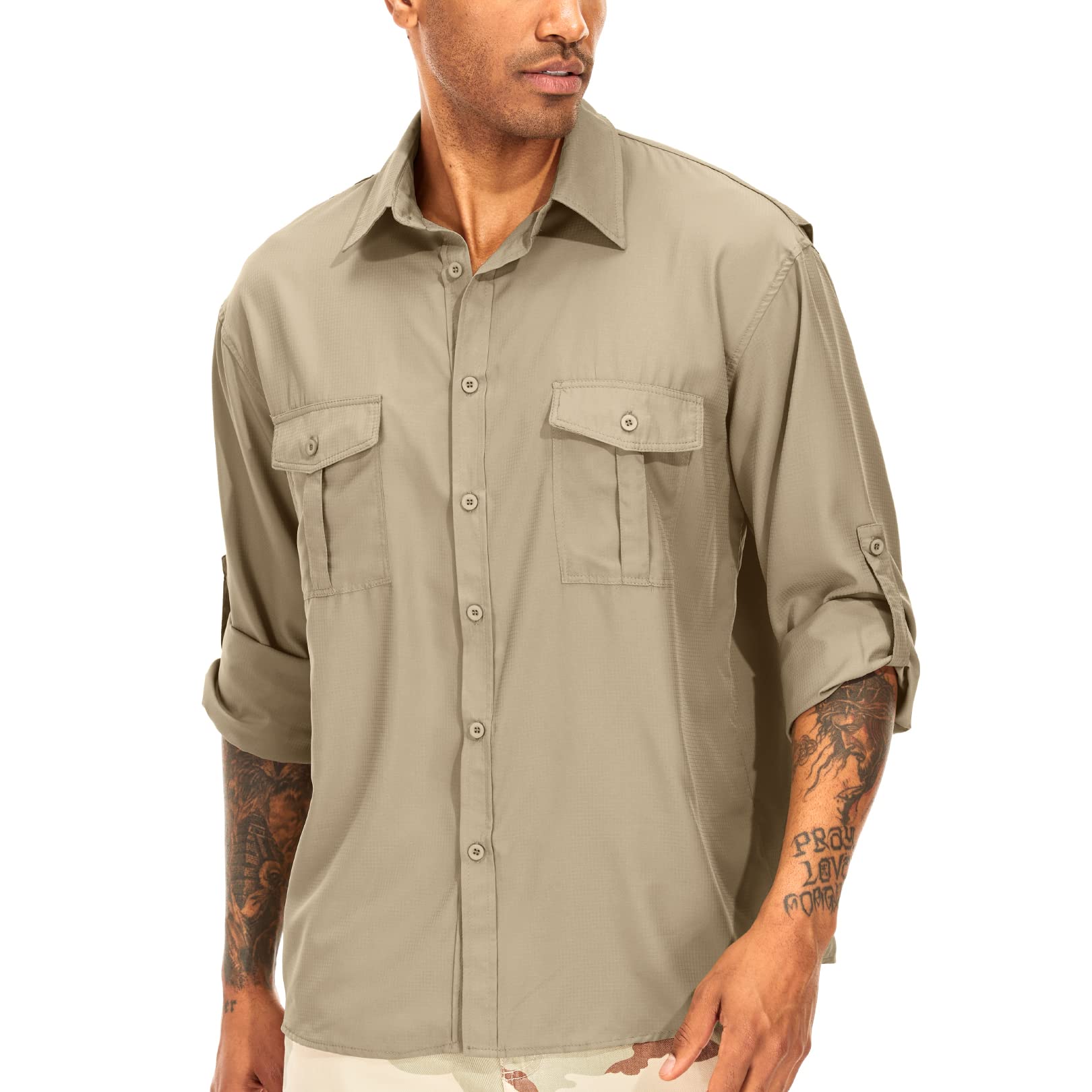 Anteef Men's Long Sleeve UV Sun Protection Shirt UPF 50+ Quick Dry ...