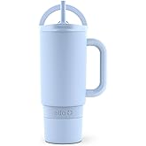 Ello Port 30oz Tumbler with Carry Loop & Integrated Handle, Vacuum Insulated Stainless Steel Reusable Water Bottle, Travel Mug with Leak Proof Lid & Straw, Perfect for Iced Coffee & Tea, Halogen Blue