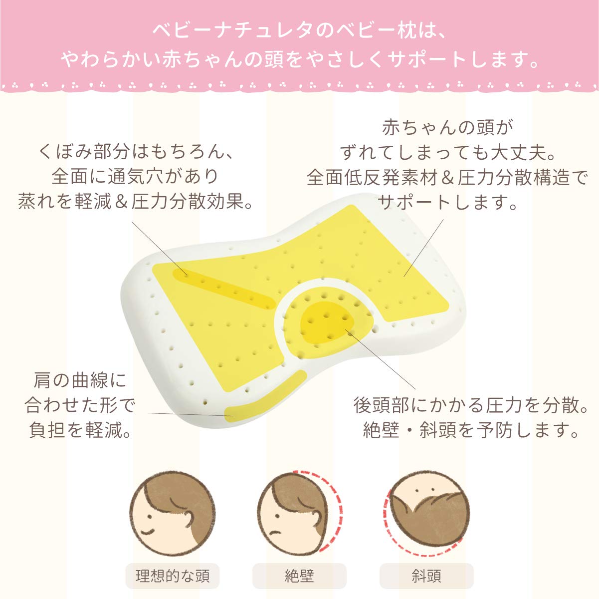 Mua Recommended By Midwives Baby Naturator Baby Pillow Baby Pillow Prevents Walds Good Health Prevention Made In Japan Safety Inspected For Great Walls Improves Head Shape Memory Foam Breathable 100 Cotton Washable