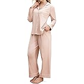 Momcozy Postpartum Nursing Pajama Set for Women 2 Piece, Long Sleeve V Neck Button Down Cotton Maternity Lounge Pjs Pink