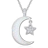 Palpitate Moon Star Necklace Moon Phase Necklace Pendant 925 Sterling Silver Jewelry Christmas Gifts for Women Wife Her Adjustable Chain