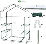 VOUNOT Walk In Greenhouse with Shelves 143x73x195cm White Garden Polyhouse view 6