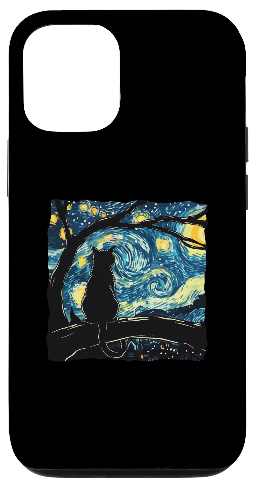 iPhone 15 Starry Night Cat Van Gogh Inspired Art Case