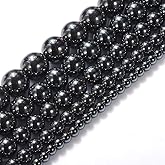 Natural Stone Beads 5mm Hematite Gemstone Round Loose Beads Crystal Energy Stone Healing Power for Jewelry Making DIY,1 Strand 15"