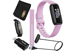 Fitbit Inspire 3 Health & Fitness Activity Tracker (Lilac Bliss) with Workout Intensity, Sleep Tracking, Heart Rate, 2 Bands, 3.3foot Charging Cable, Wall Adapter, Screen Protectors & PremGear Cloth