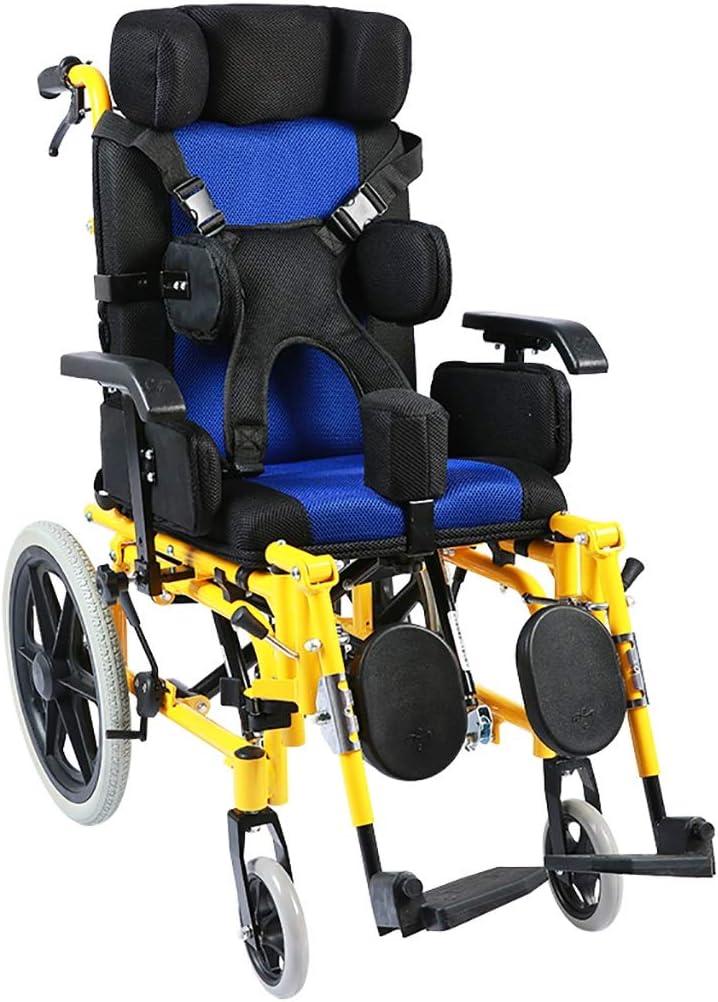 MLX Children's Wheelchair, Folding Portable Cerebral Palsy Rehabilitation Wheelchair Car Child Trolley (Size : Seat Width 39cm)