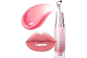 SKINTIFIC Peptide Brightening Lip Serum, Hydrating & Plumping Tinted Lip Gloss, Moisturizing Lip Balm with Polypeptides & Squalane for Glossy Sheer, Smooth Lips (01 Baby Pink)