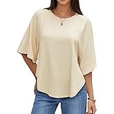 Cicy Bell Womens Summer Oversized Tshirts Crew Neck Half Sleeve Casual Tops Flowy Irregular Hem Tees