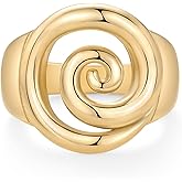 PAVOI 14K Gold Plated Chunky Swirl Rings for Women - Stainless Steel Statement Spiral Ring - Waterproof Bold Swirl Bands