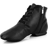 Keemi Jazz Dance Boots with Zipper Lace Up Black Jazz Shoes Dance Boots for Women Mens Girls Adult Split Suede Sole
