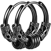 Rockyu Dragon Crest Hoop Earrings for Men Black Surgical Stainless Steel Hypoallergenic Cartilage Earrings Fashion Accessory