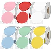StickerTag 6 Rolls 2 Inch 6-Color Assorted Circle Direct Thermal Stickers Labels, Self-Adhesive Round Direct Thermal Labels for Business, DIY, Code, Name Tag, Envelope Seal - 4500 Labels