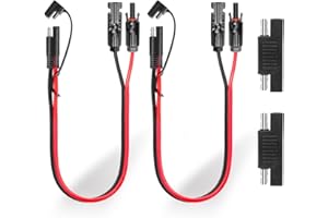 Ansoufien 2 PCS Solar Panel Connectors to SAE Adapter Cable 1FT, 10AWG Solar Panel Extension Cable with SAE Polarity Reverse Adapter for RV Solar Panel Caravan Battery Charger
