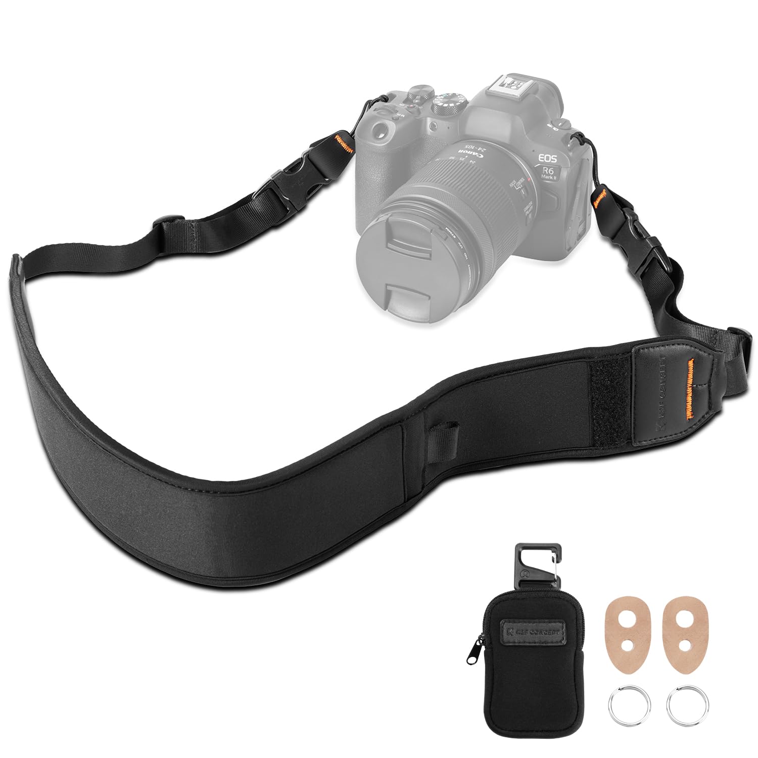 Photo 1 of K&F Concept Camera Neck Strap for Photographers, Soft Neoprene Adjustable Shoulder Belt with Zipped Pockets Compatible with Sony/Canon/Nikon/Fuji DSLR SLR Mirrorless Camera