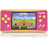 3.2" Large Screen Rechargeable Portable Handheld Games for Kids Ages 4-12, Preloaded 168 Classic Mini Games,Arcade Electronic Toy Support TV Output Birthday Xmas Present for Boys Girls(Pink)