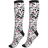 Figtihw Tie Dye Compression Socks Knee High Support Socks For Women Men Running Athletic Hiking