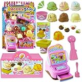Ice Cream Shop Ready-to-Play Play Set 13 Piece Pretend Play Toy Cash Register Ice Cream Cone & Toppings Serving Counter Utensils & More