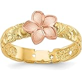 Sonia Jewels Solid 14k Gold Two Tone Plumeria Baby Ring (4mm)