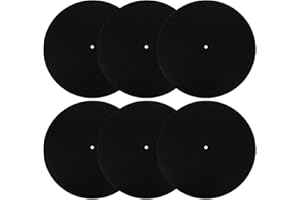 MAJORMENCH 6Pcs 2Mm Thick Black Felt Platter Mats for Vinyl Record Players Turntable Anti-Skid Pads with