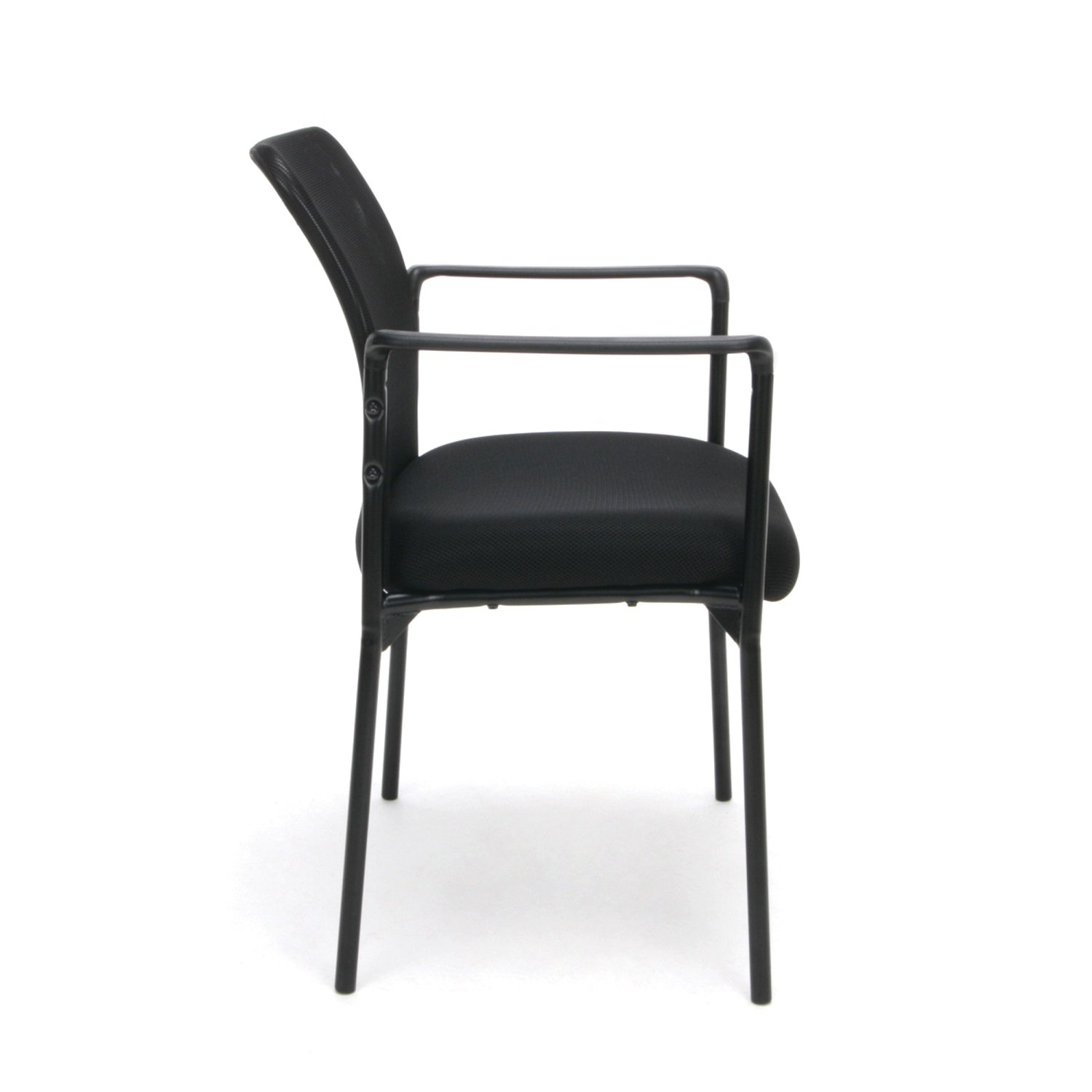 OFM Essentials Collection Mesh Back Upholstered Side Chair with Arms, in Black: Furniture & Decor